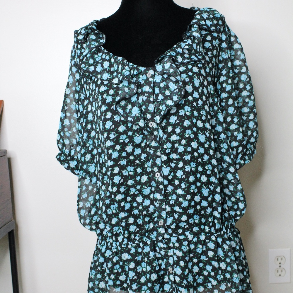 Lace Back Sheer Blouse